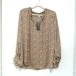 Sabrina Lauren Size 1X Tie Neck Blouse